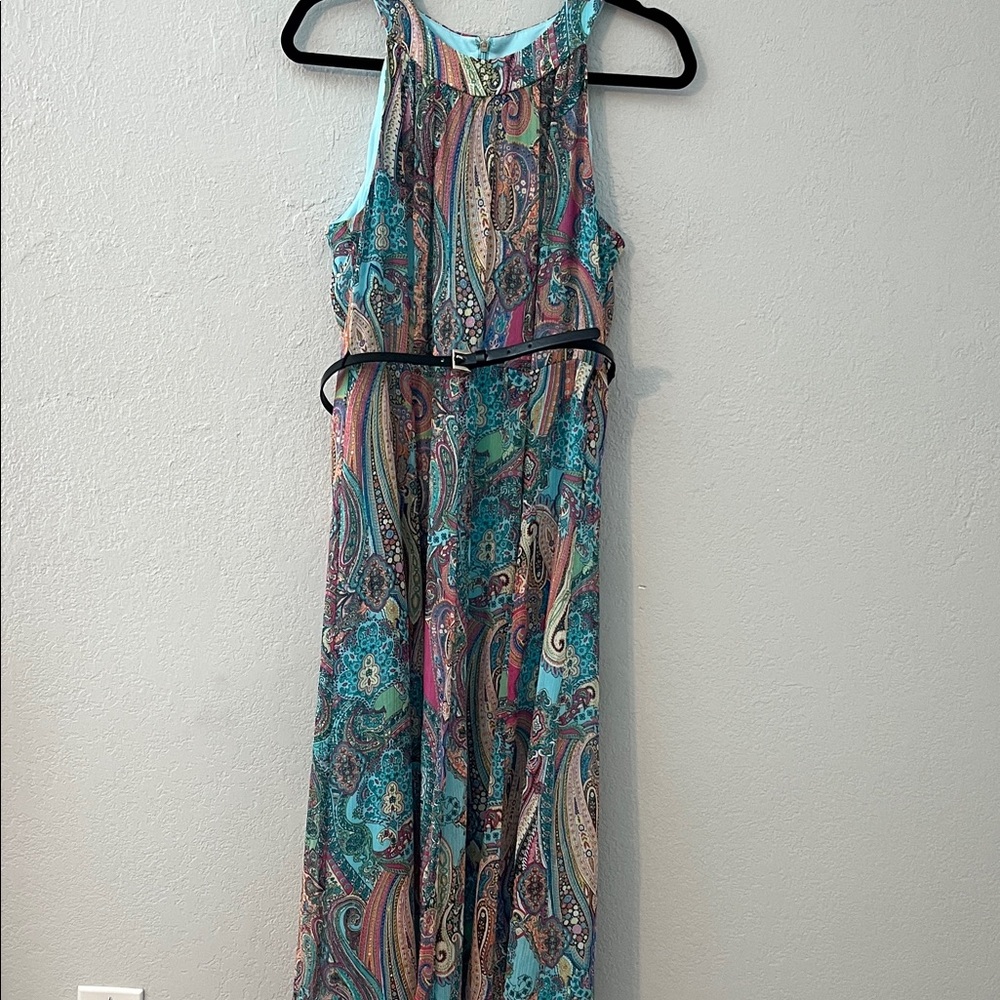 Tommy Hilfiger Teal and Multicolor Paisley Maxi Dress Size 8 NWT